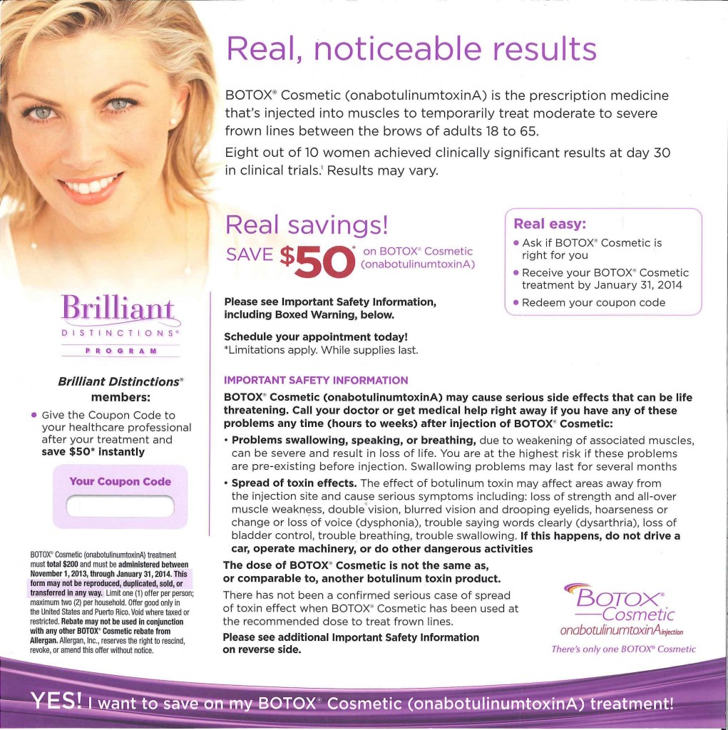 Botox Coupon Nov 2013 - Jan 2014 - Enzer, Yoash (doctorenzer.com)